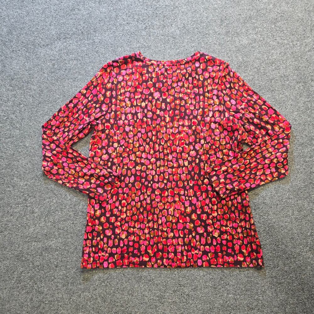 Chicos Top Womens Size Large Purple Red Abstract Print Long Sleeve Soft Casual - Picture 8 of 9
